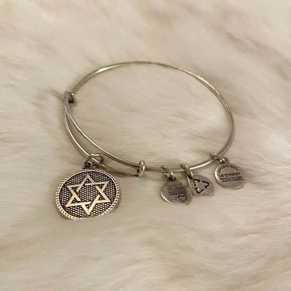 ALex and Ani Star of David Bangle Bracelet Silver Tone Metal Adjustable 6044 - Picture 7 of 12